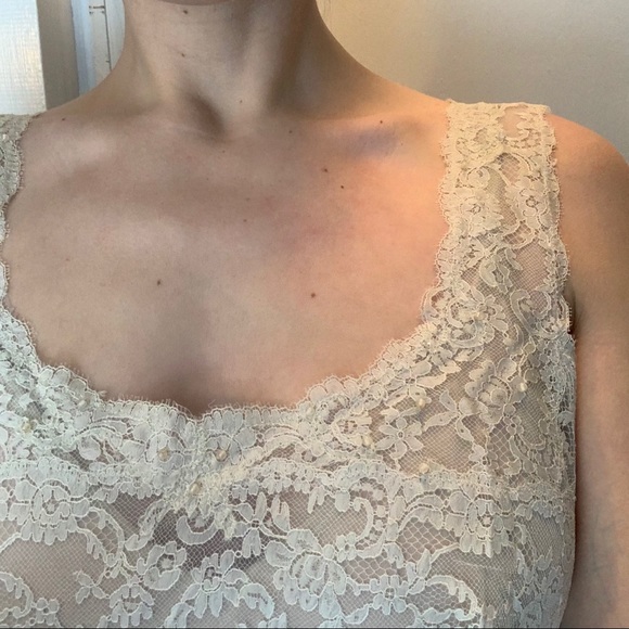 Vintage 60s Ice blue skirt lace bodice slip dress - Picture 6 of 13